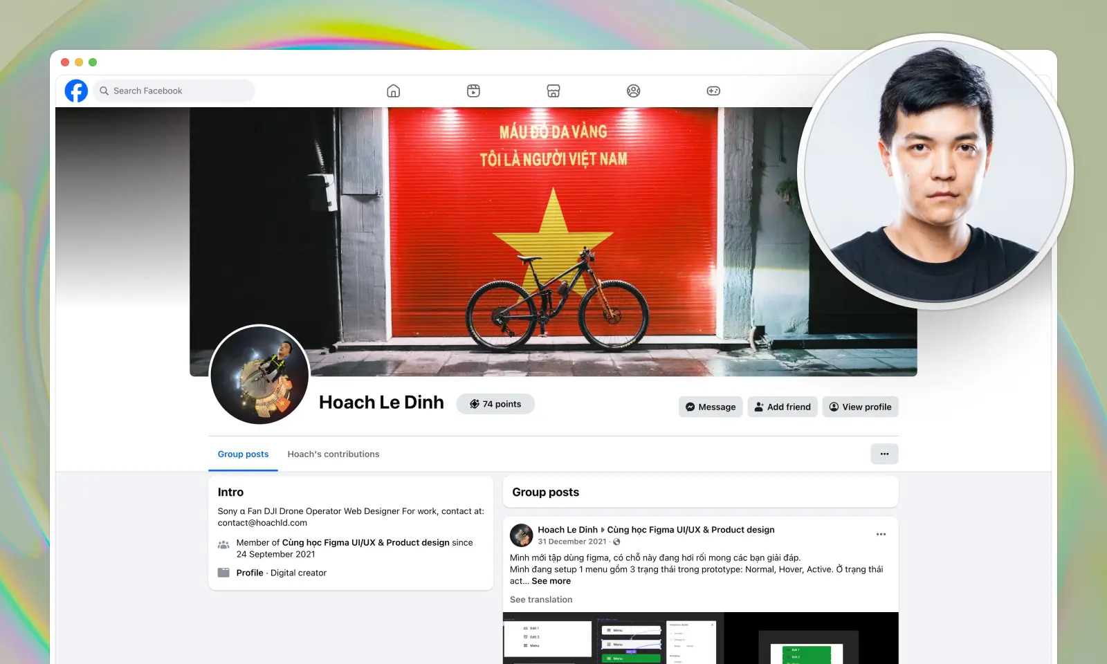 A screenshot of Hoach Le Dinh's Facbook account