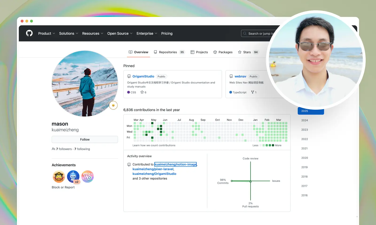 A screenshot of a Kuai "Jack" Meizheng's GitHub