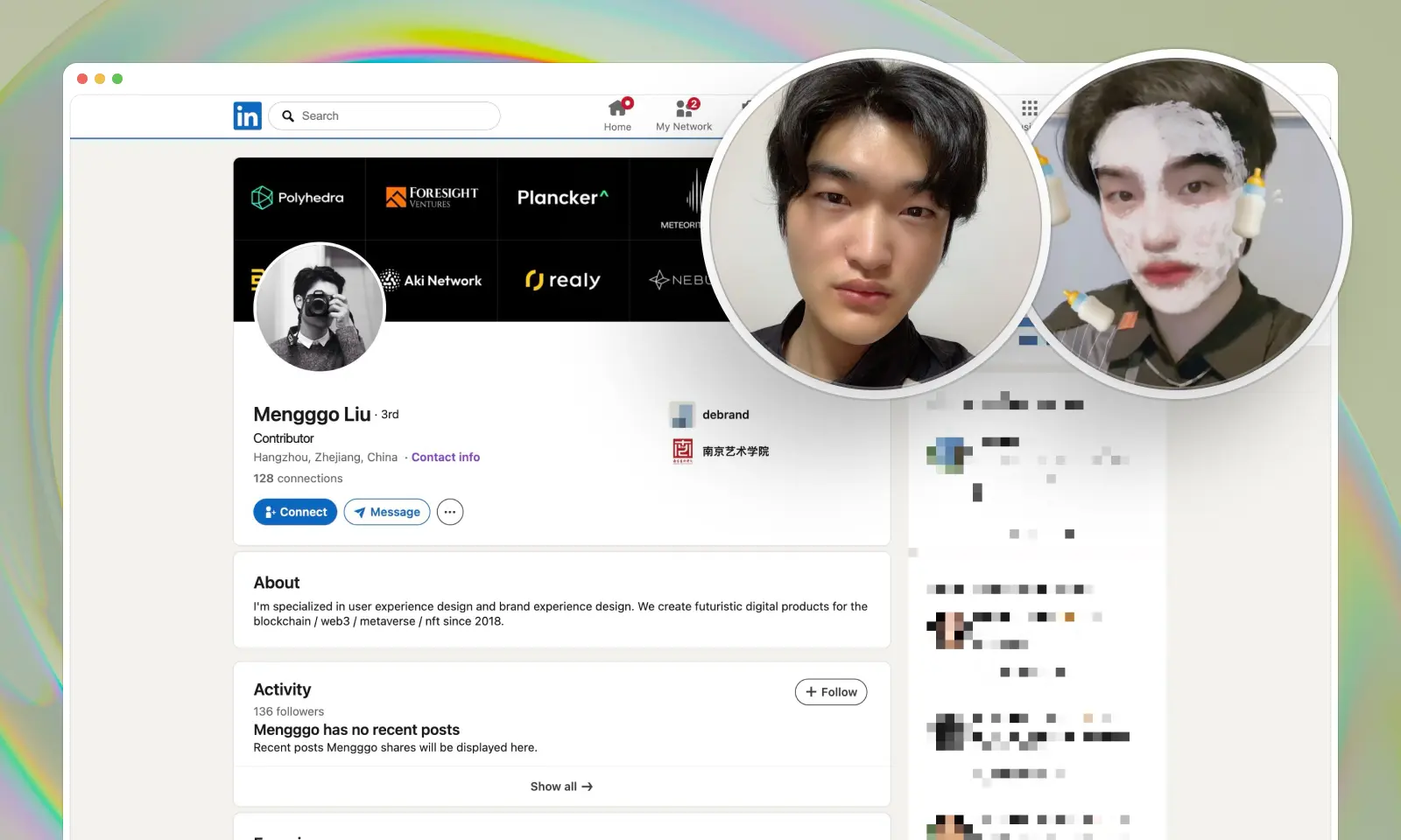 A screenshot of a Mengggo Liu's LinkedIn