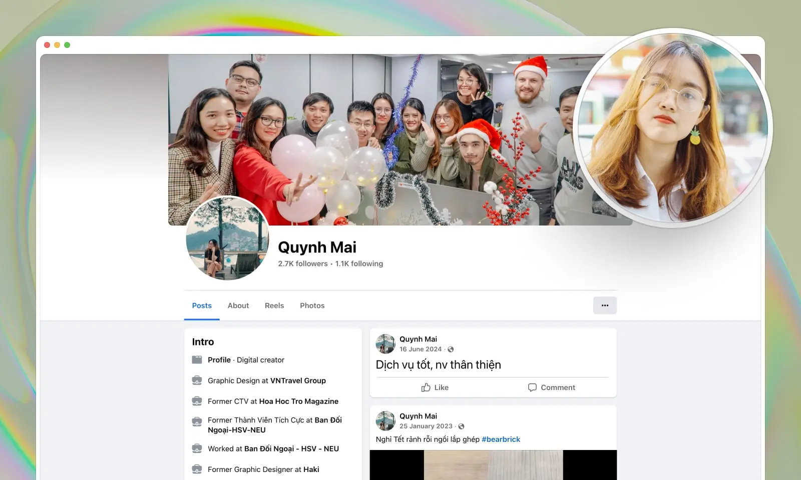 A screenshot of Quỳnh Mai's Facebook account