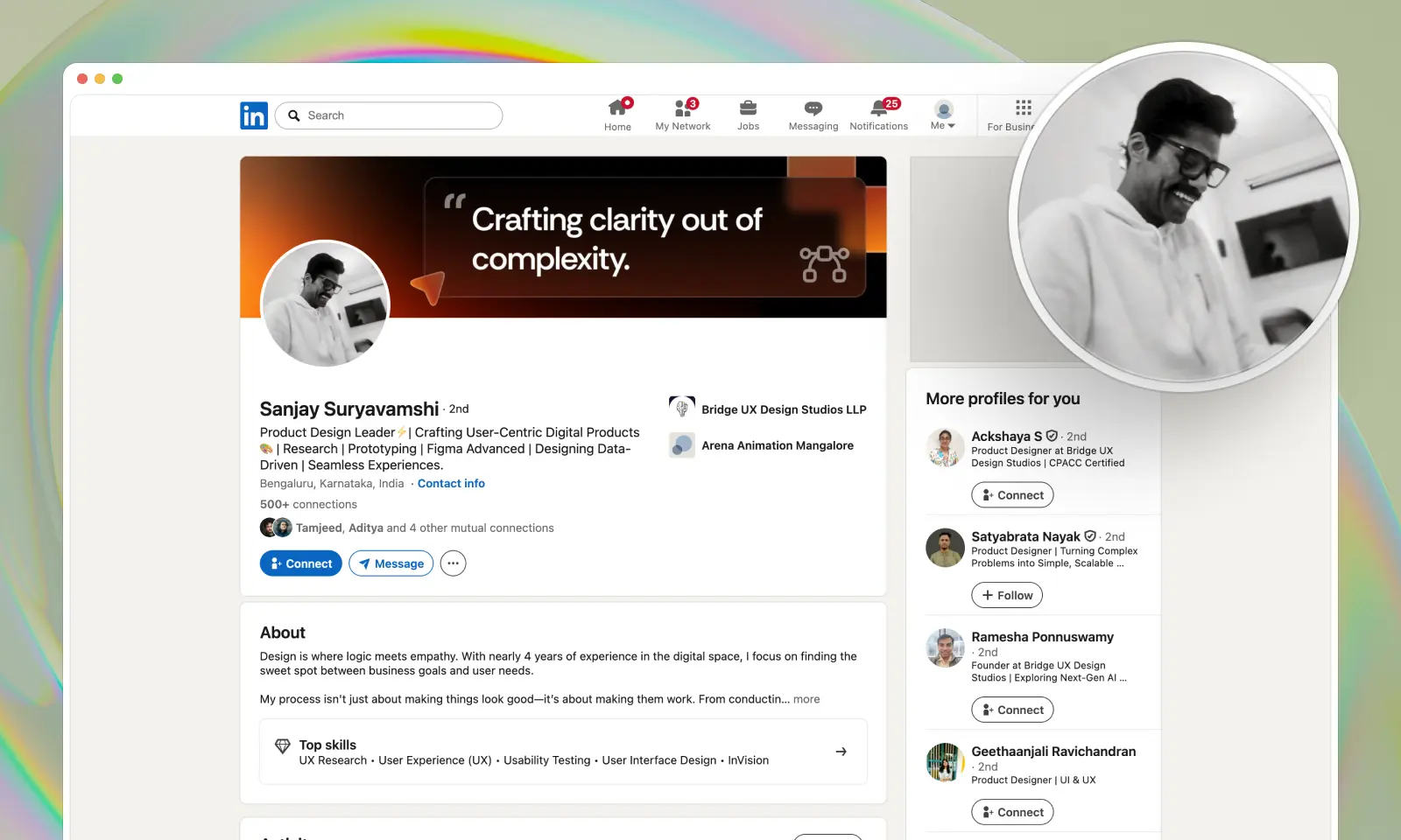 A screenshot of a Sanjay Suryavamshi's LinkedIn
