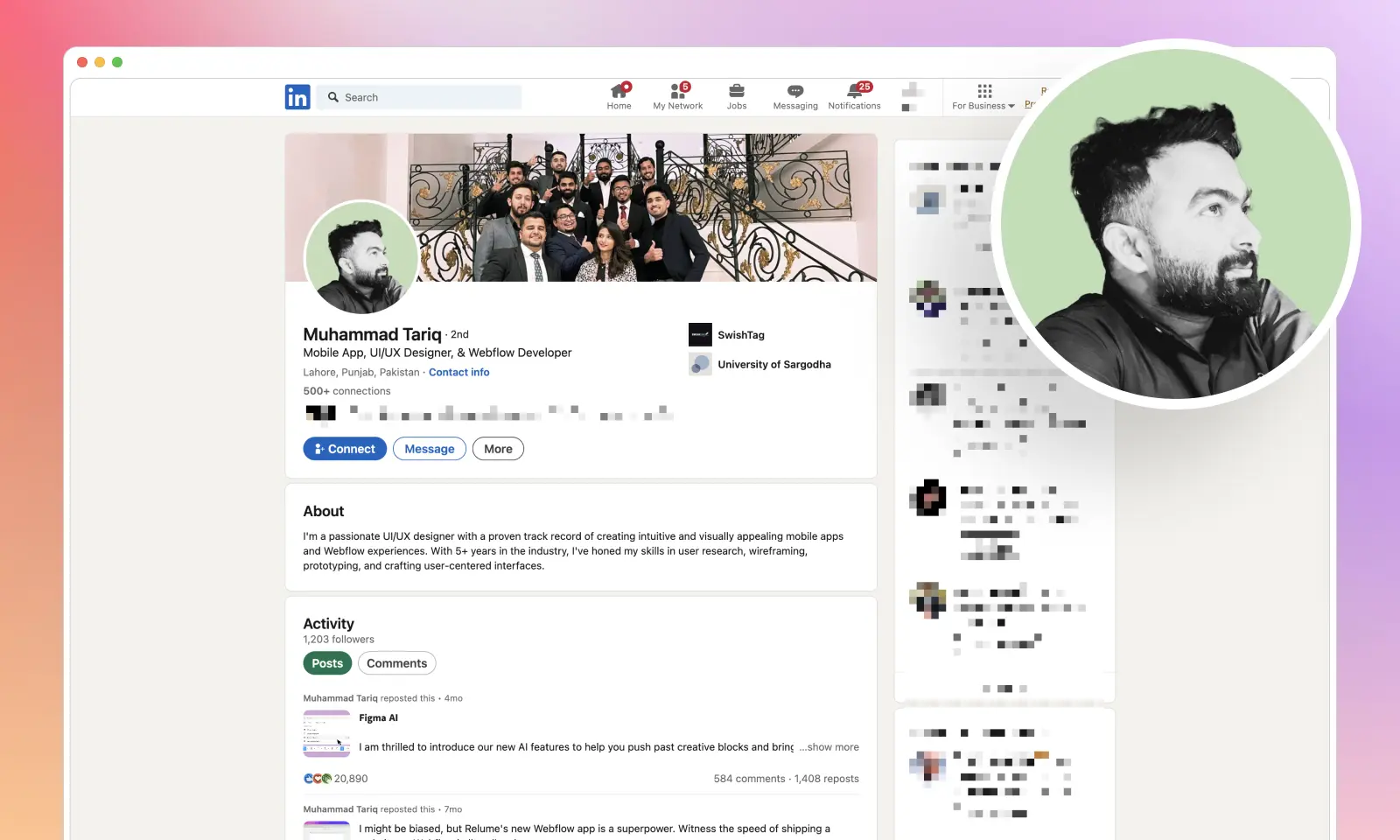 A screenshot of a Tariq Gohar's website