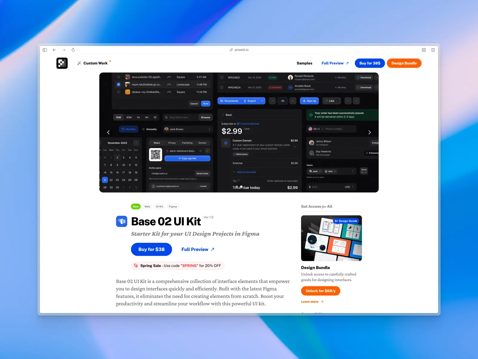 Base 02 UI kit website screenshot