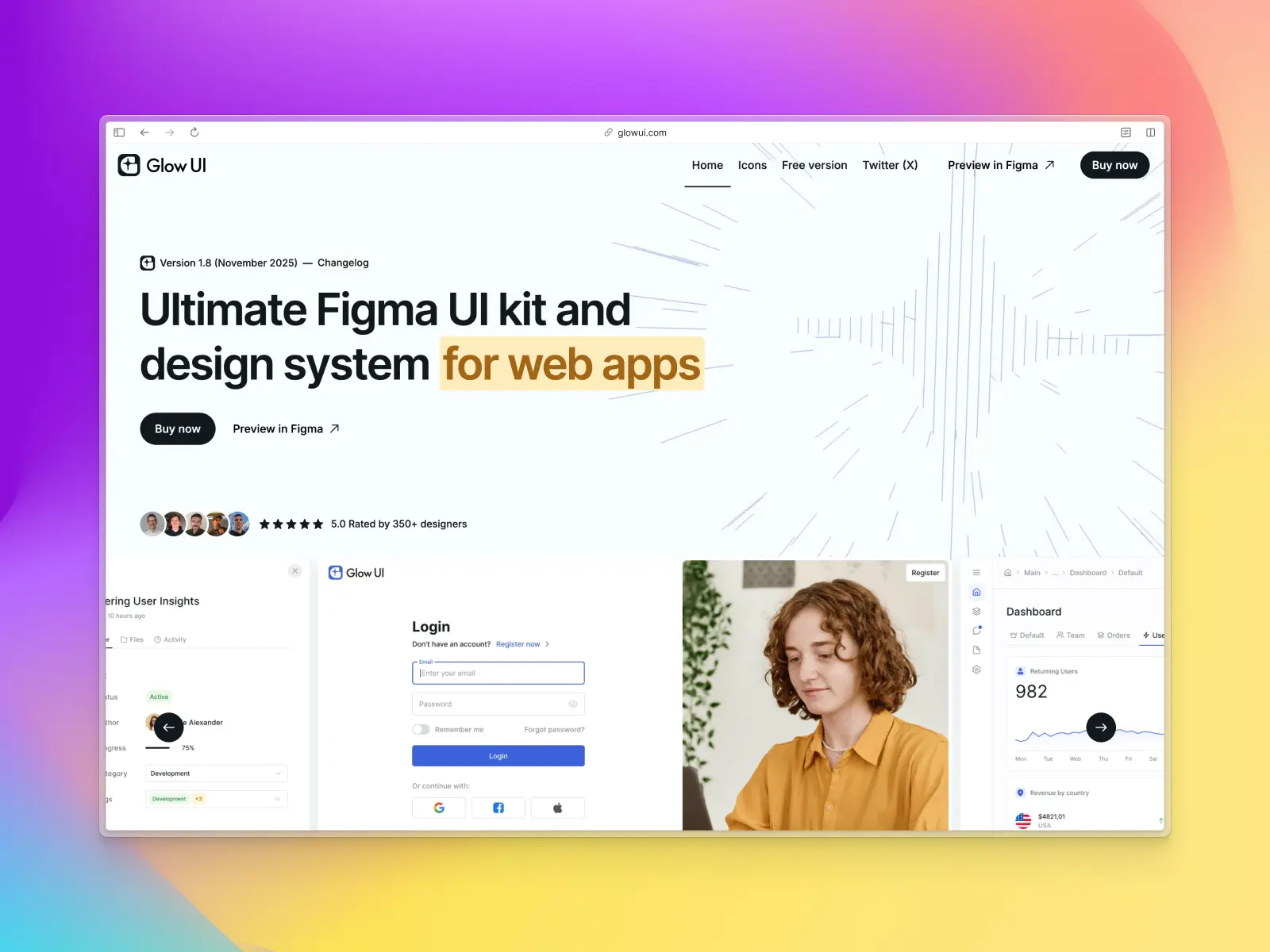 Glow UI website screenshot