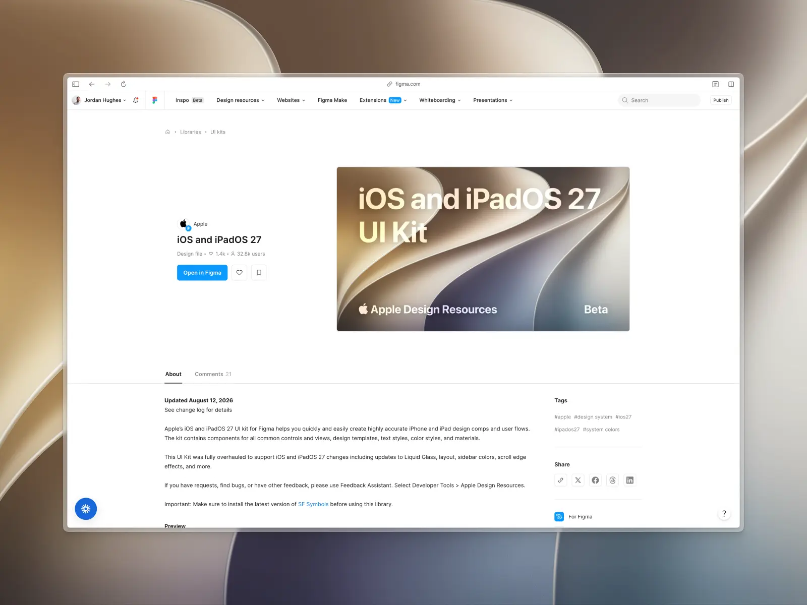 Apple iOS 27 and iPadOS 27 UI kit screenshot