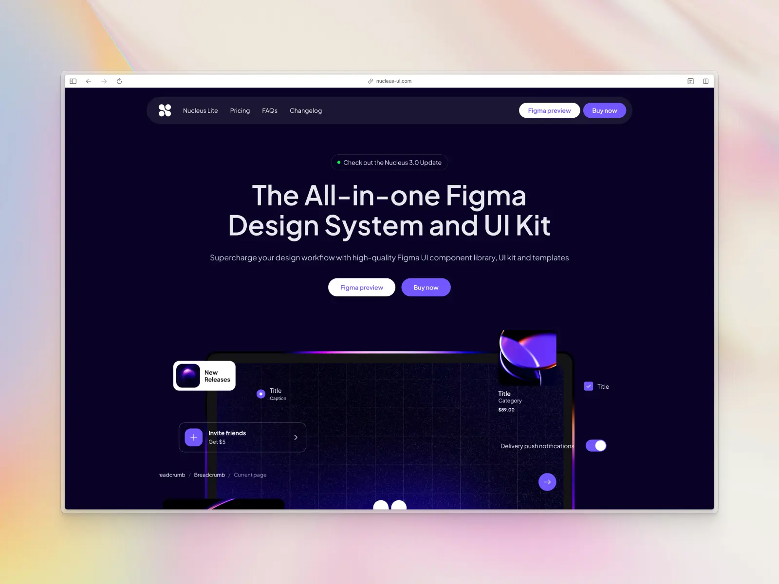 Nucleus UI kit website screenshot
