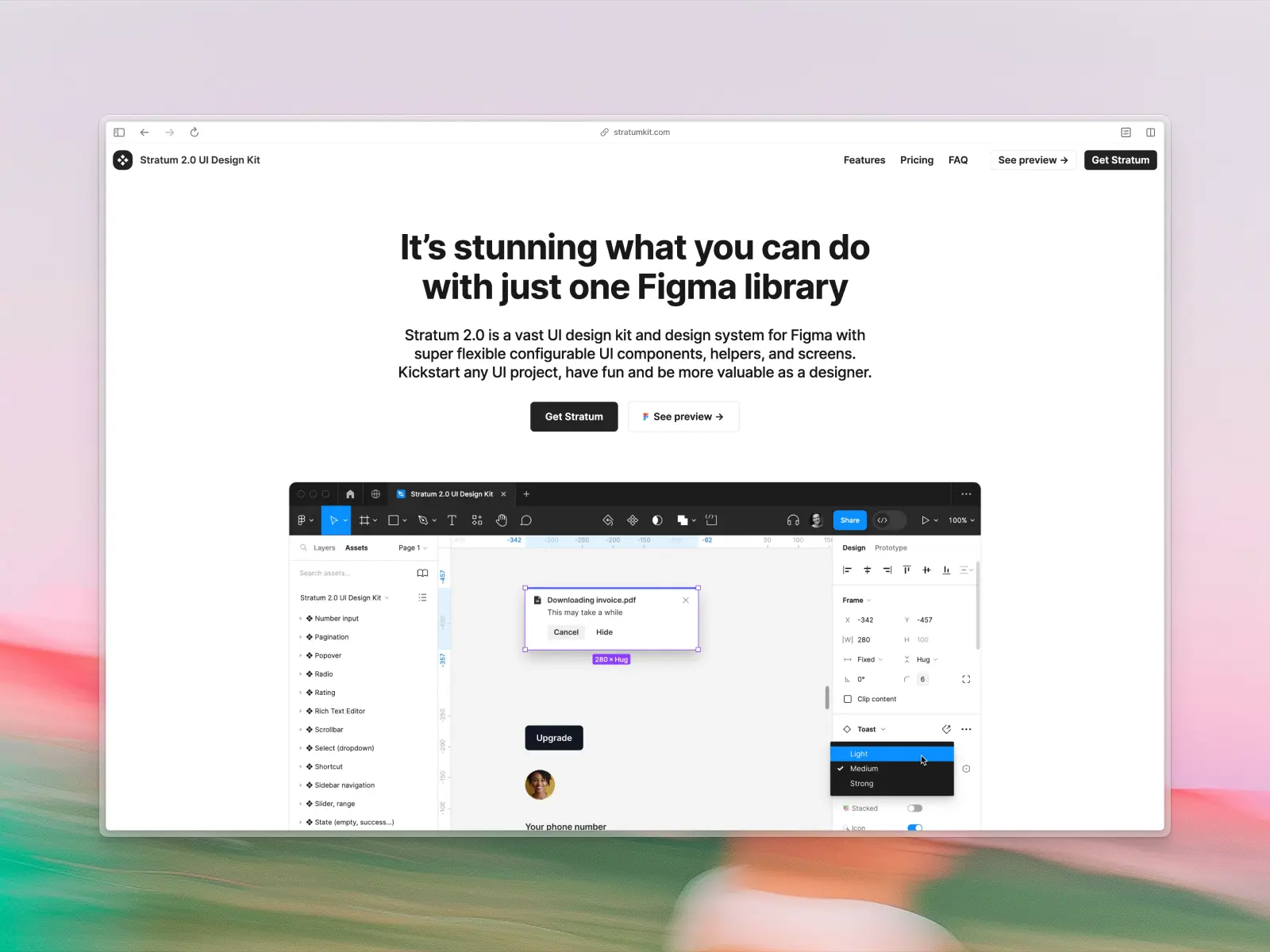 Stratum UI Design Kit website screenshot