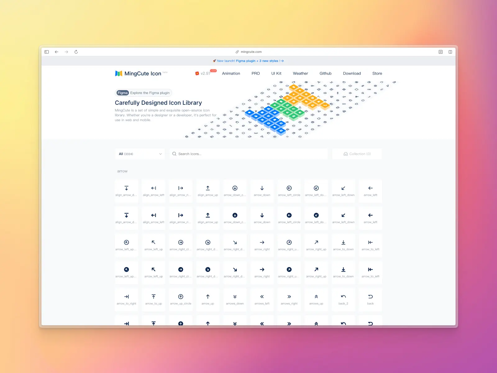 MingCute Icons website screenshot