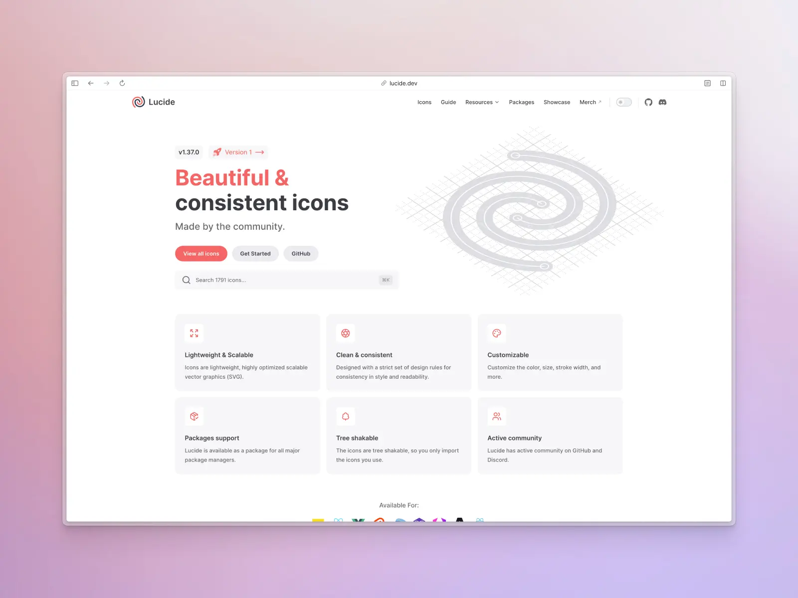 Lucide Icons website screenshot
