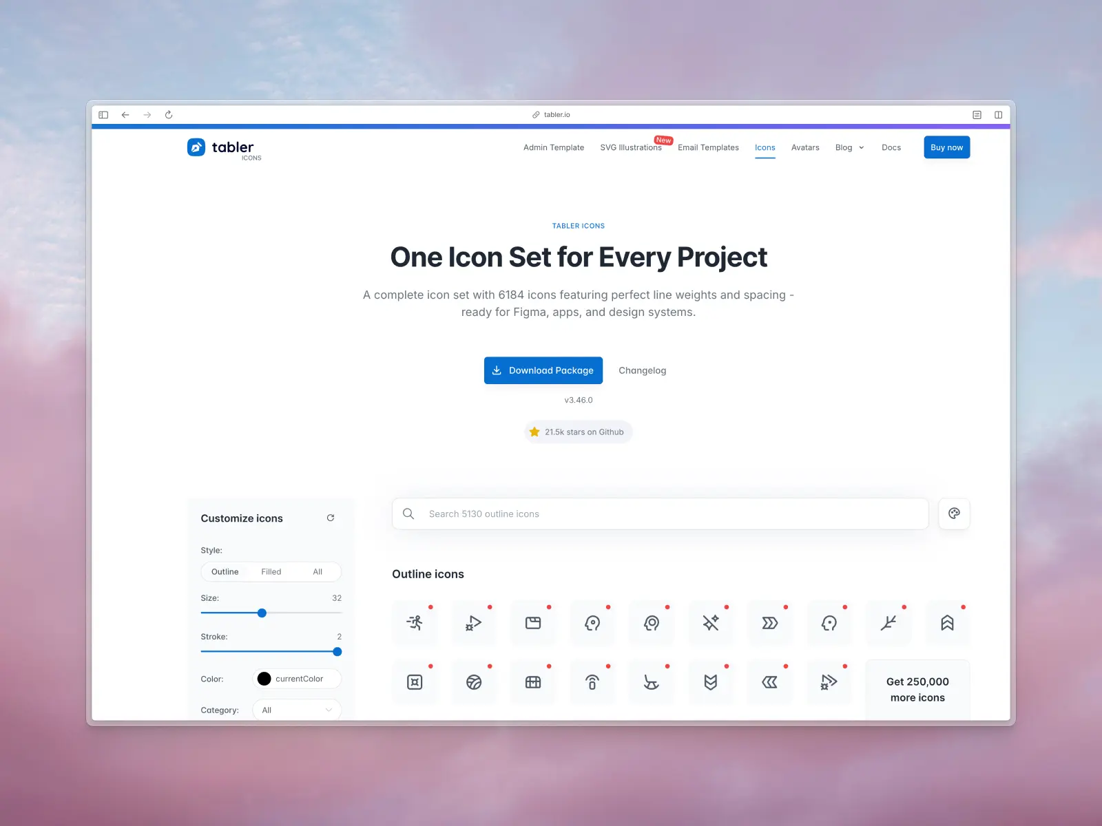 Tabler Icons website screenshot
