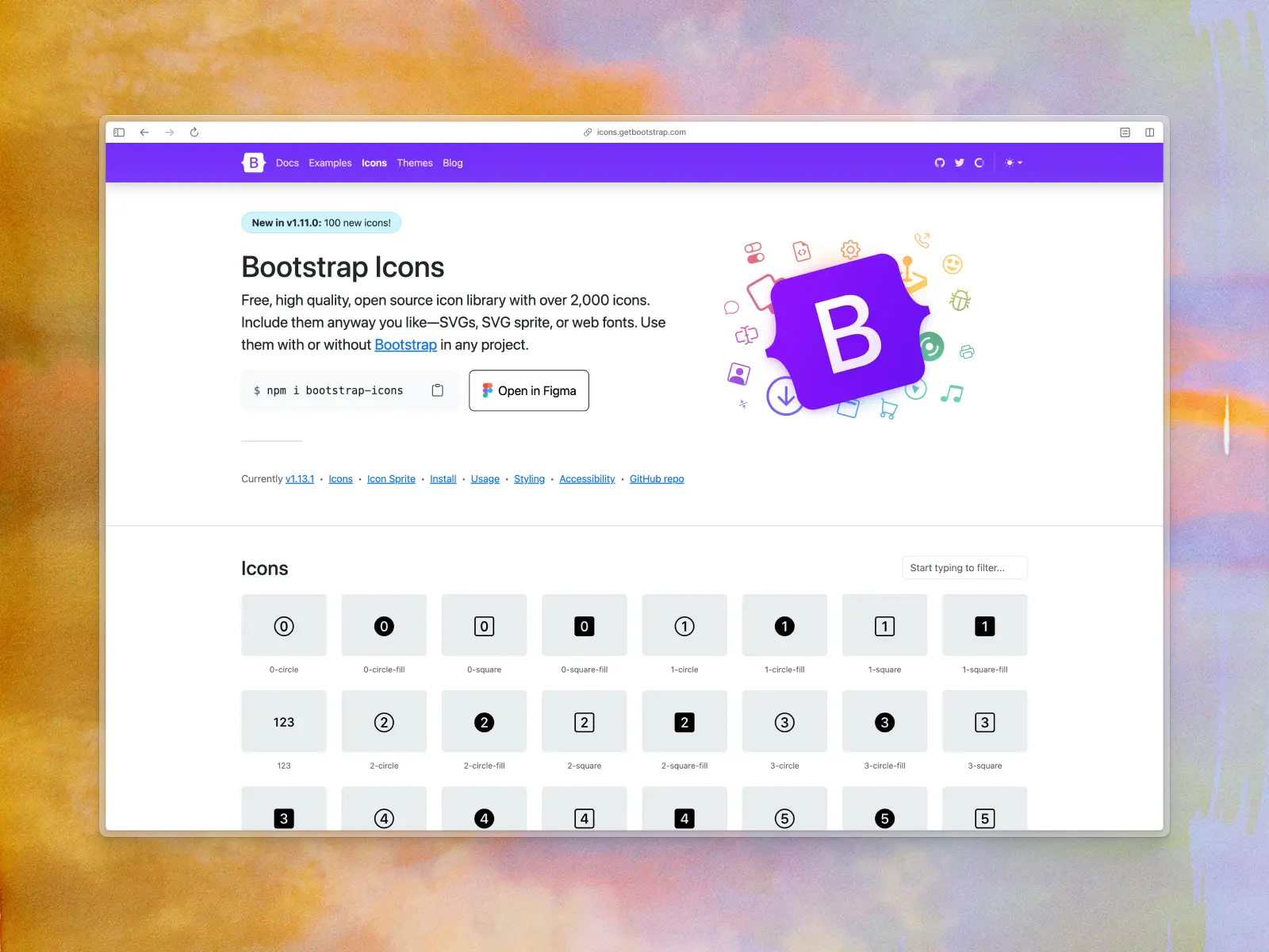 Bootstrap Icons website screenshot
