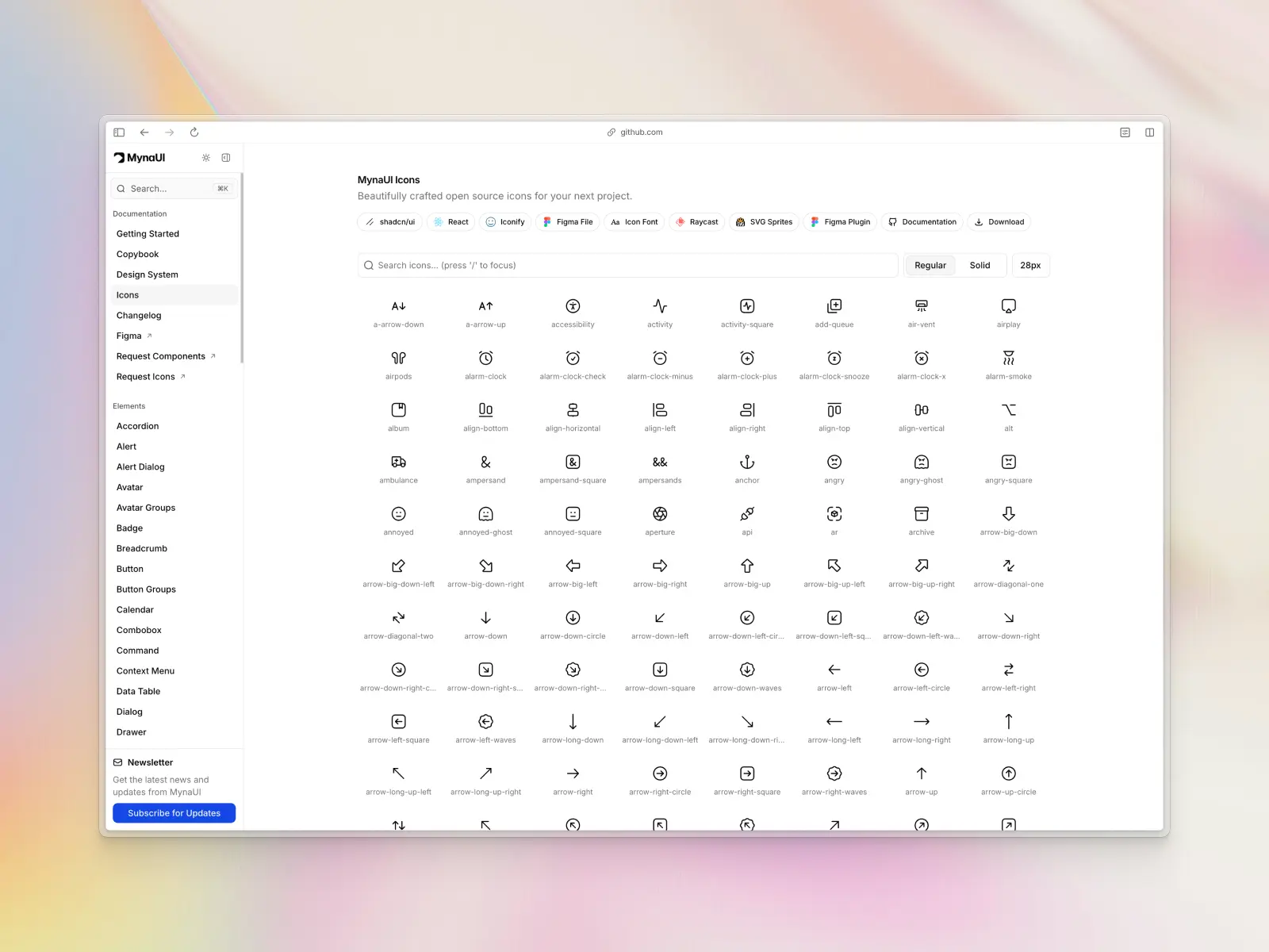 Fluent System Icons website screenshot