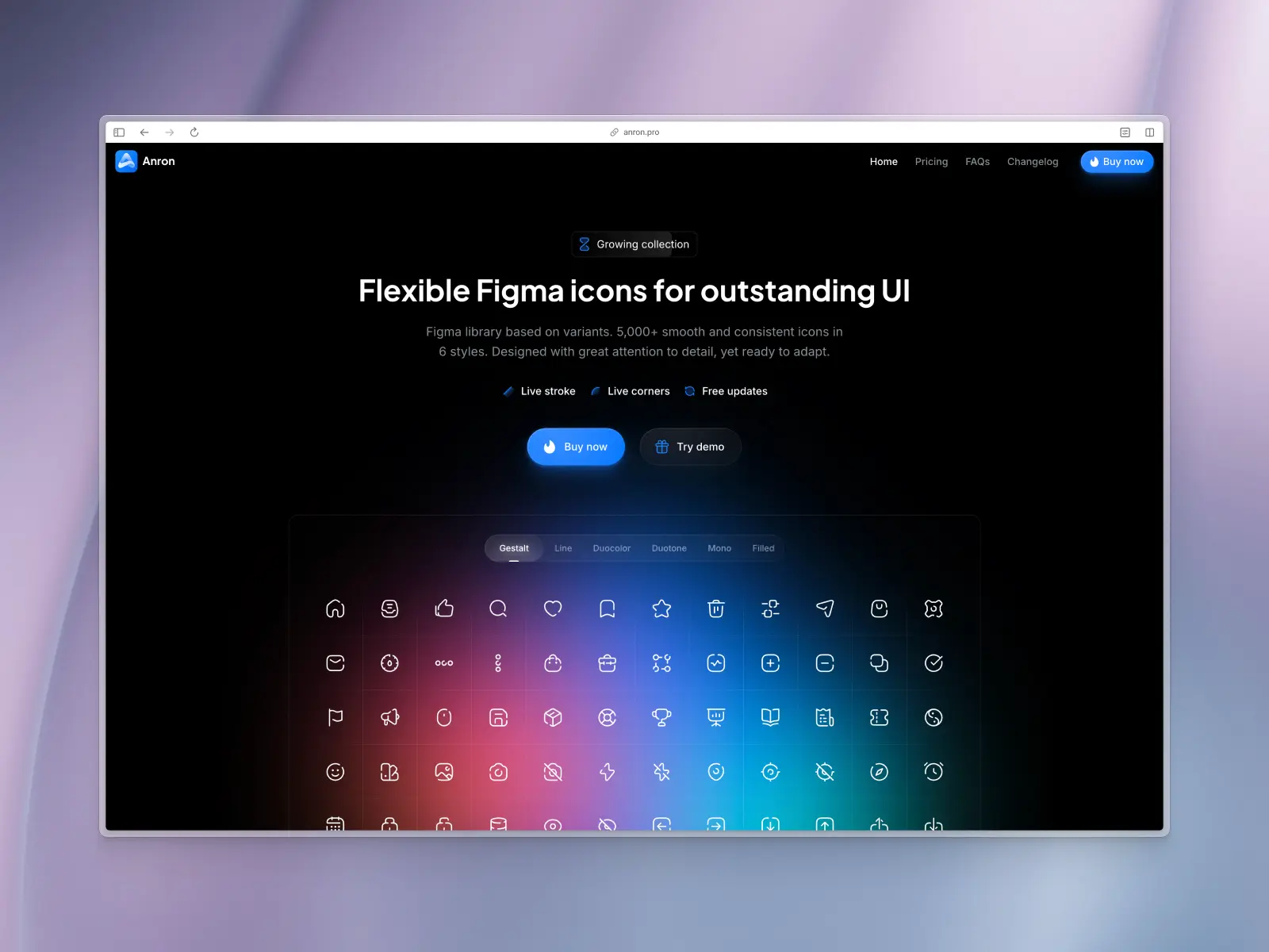 Anron Icons website screenshot