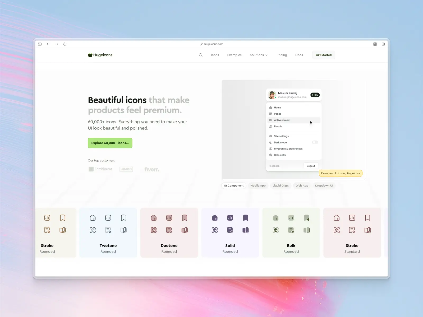 Hugeicons website screenshot