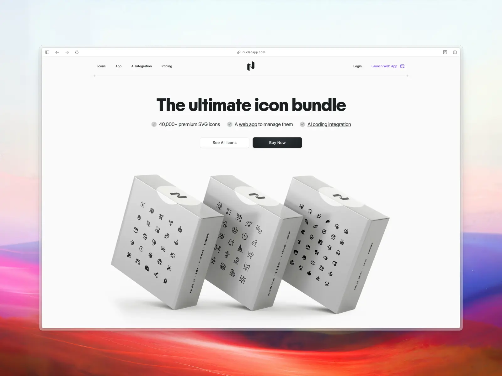 Nucleo Icons website screenshot