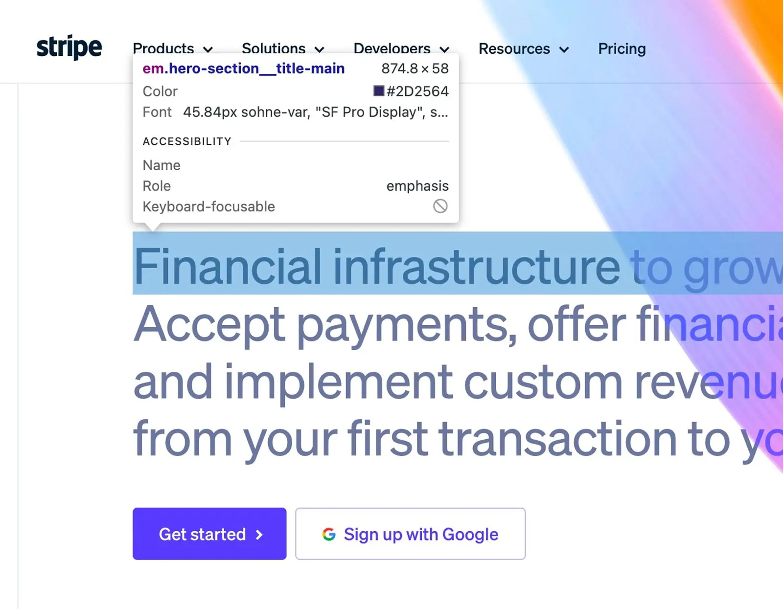 Stripe website screenshot