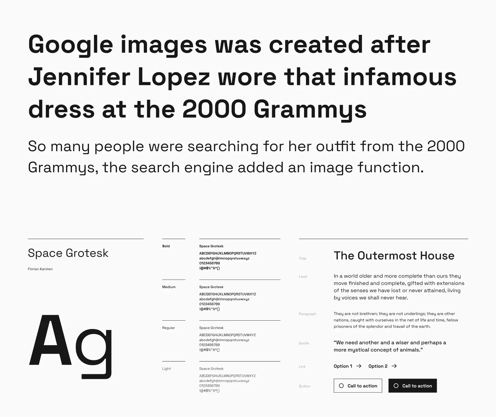 Space Grotesk typeface preview