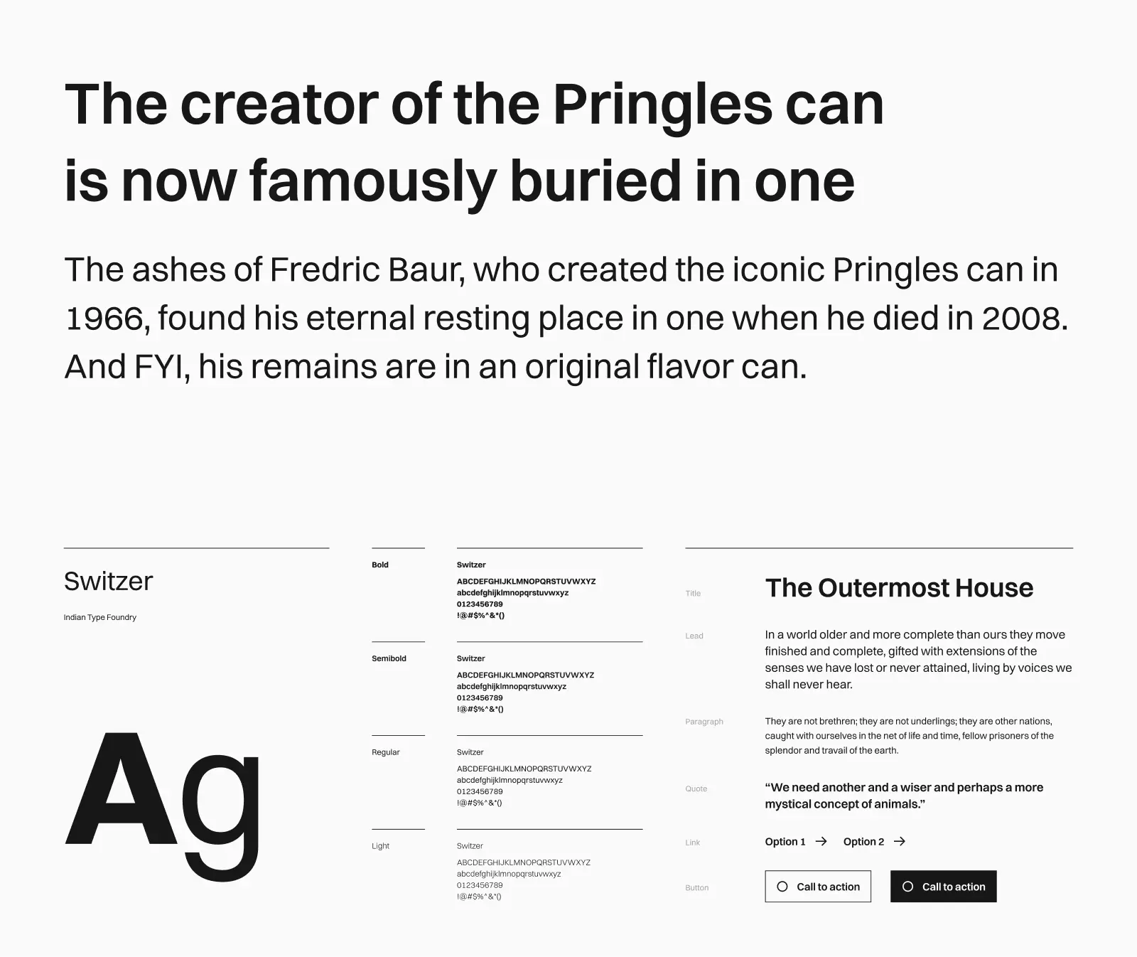 Switzer typeface preview