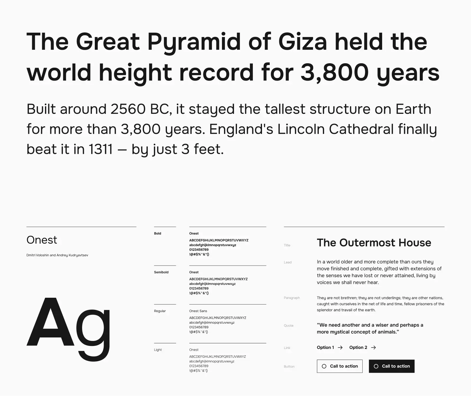Onest typeface preview