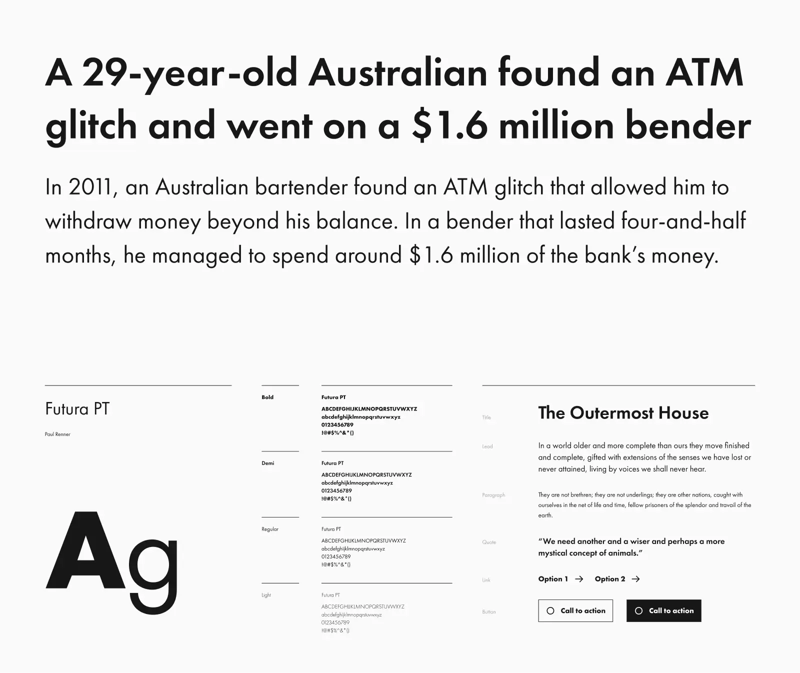 Futura PT typeface preview
