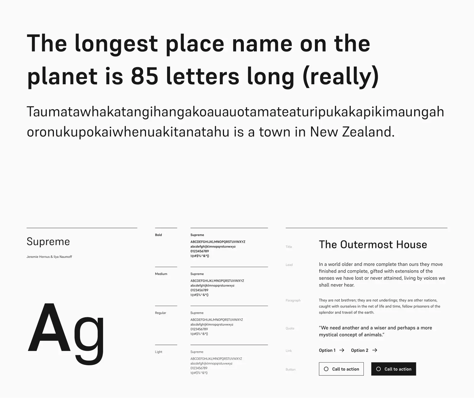 Supreme typeface preview