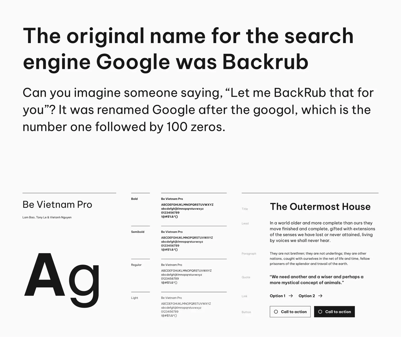 Be Vietnam Pro typeface preview