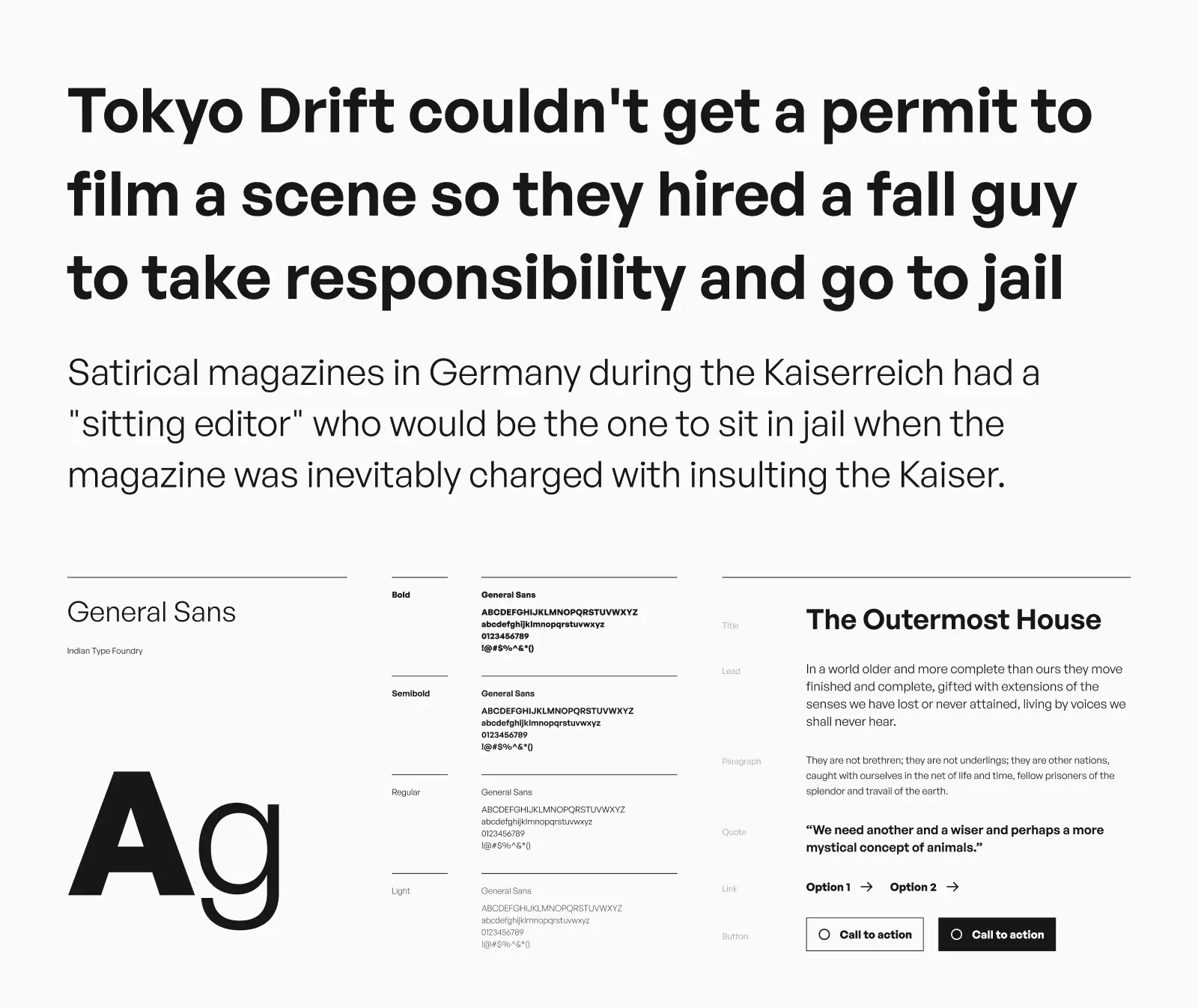 General Sans typeface preview