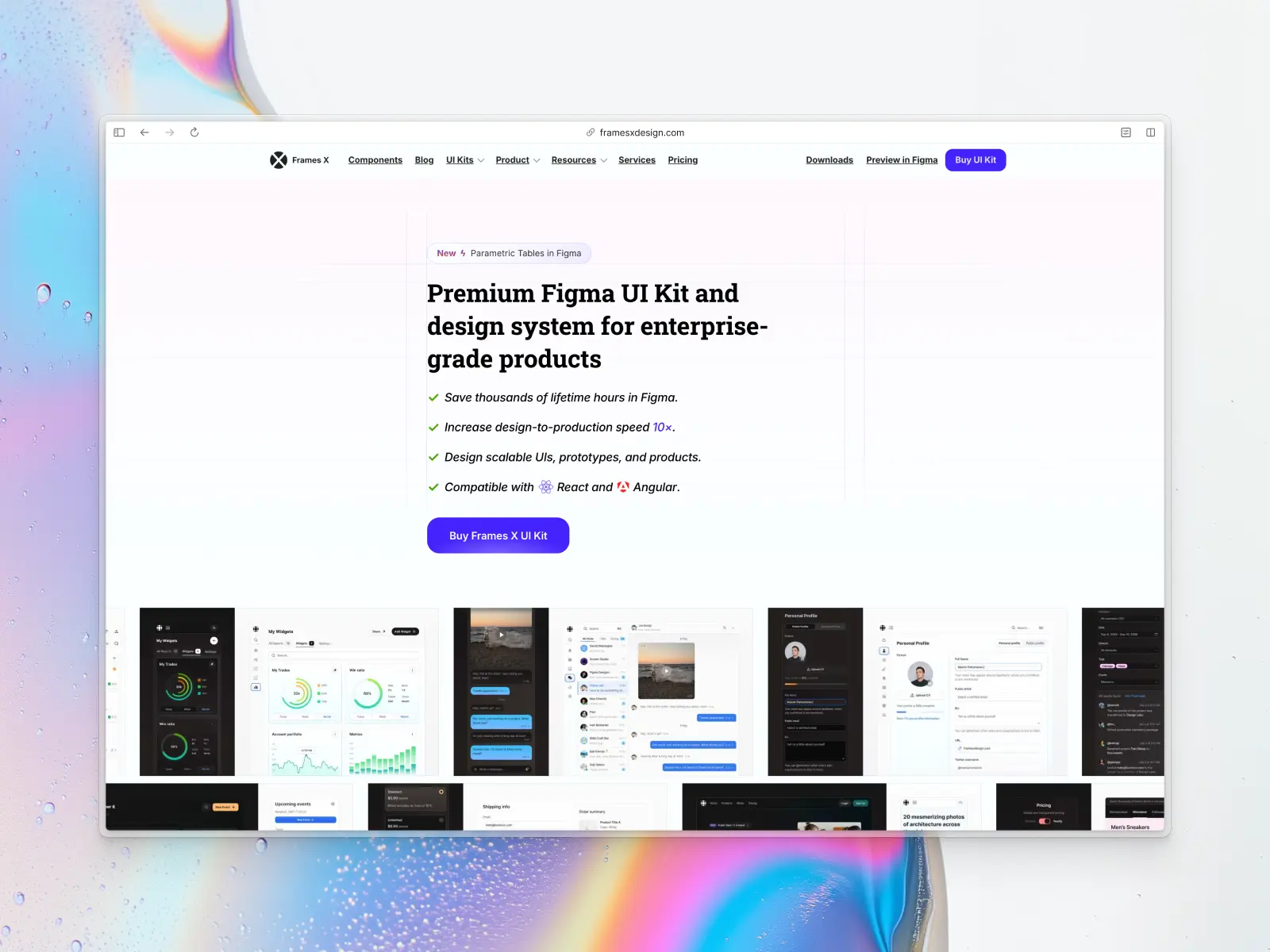 Frames X website screenshot