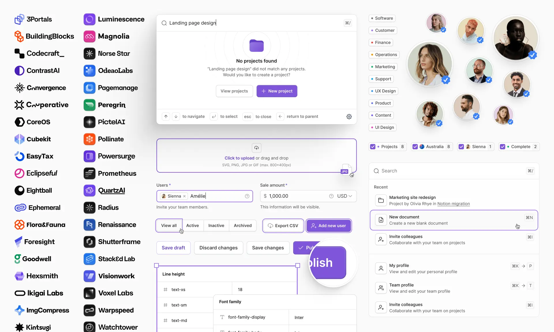 A selection of UI design components from Figma