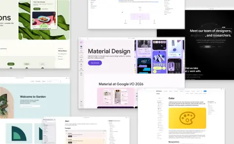 Mockups of various popular design systems