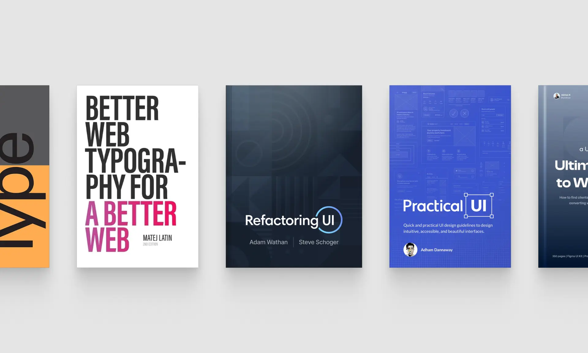 A grid of mockups of some UI design books