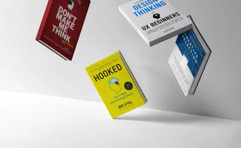 Floating mockups of some UX design books