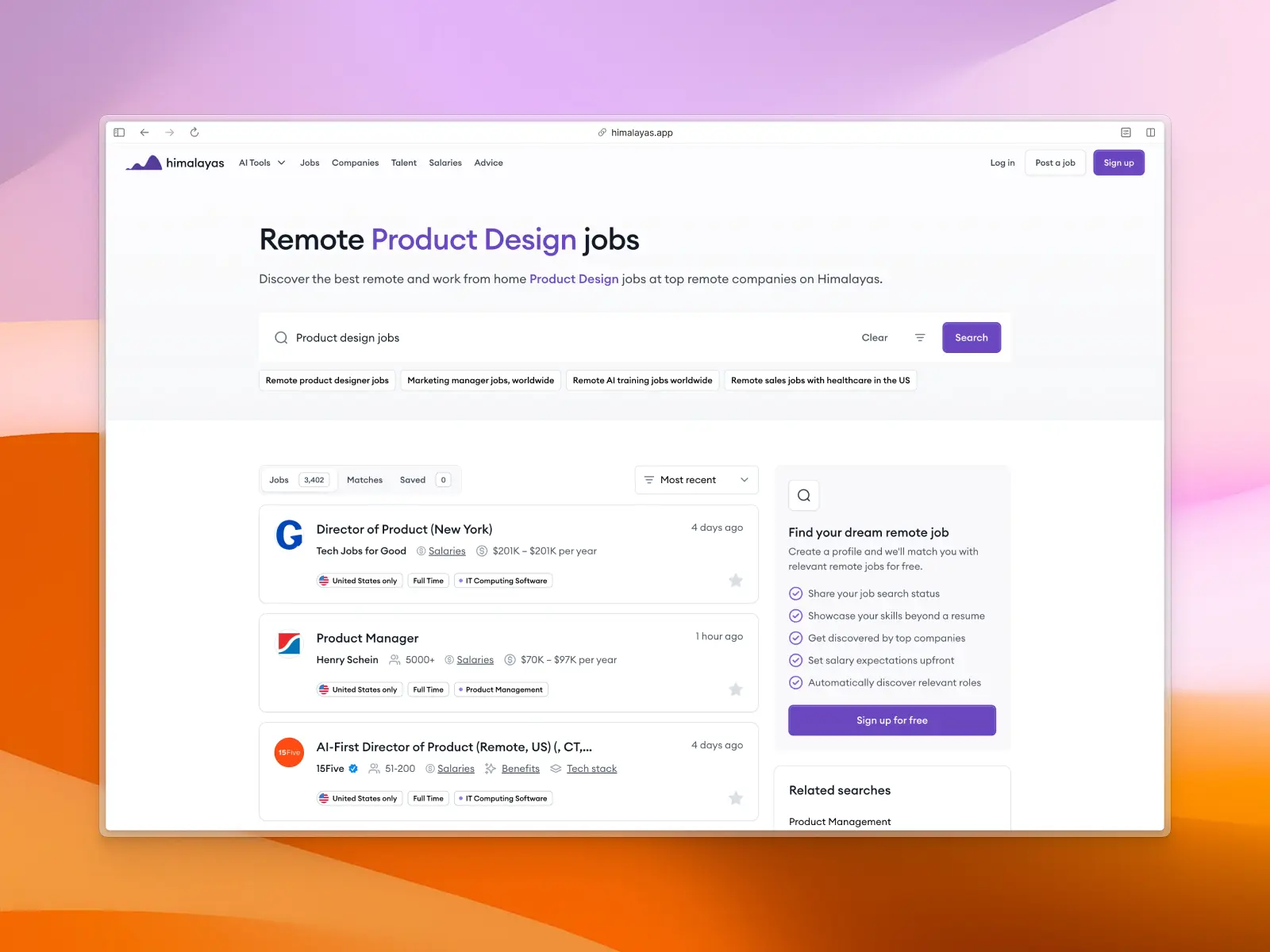 Himalayas remote product design jobs
