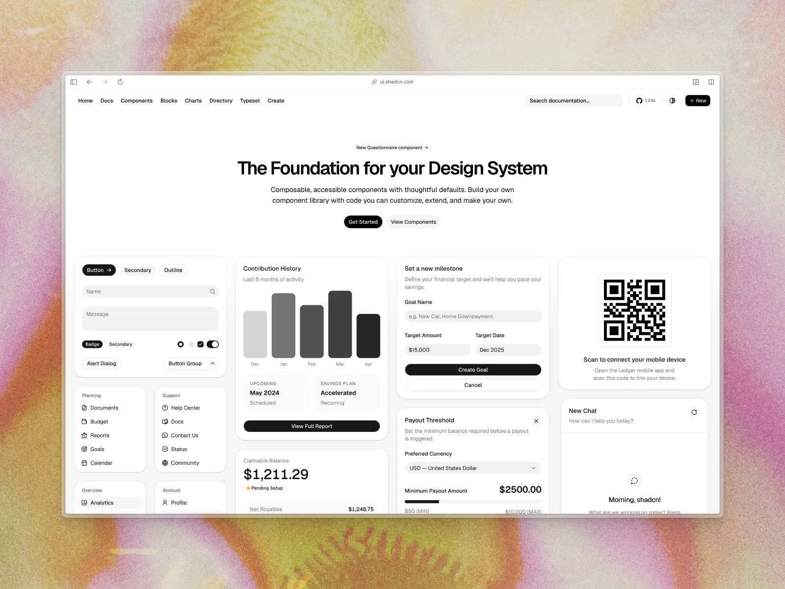 shadcn/ui website screenshot