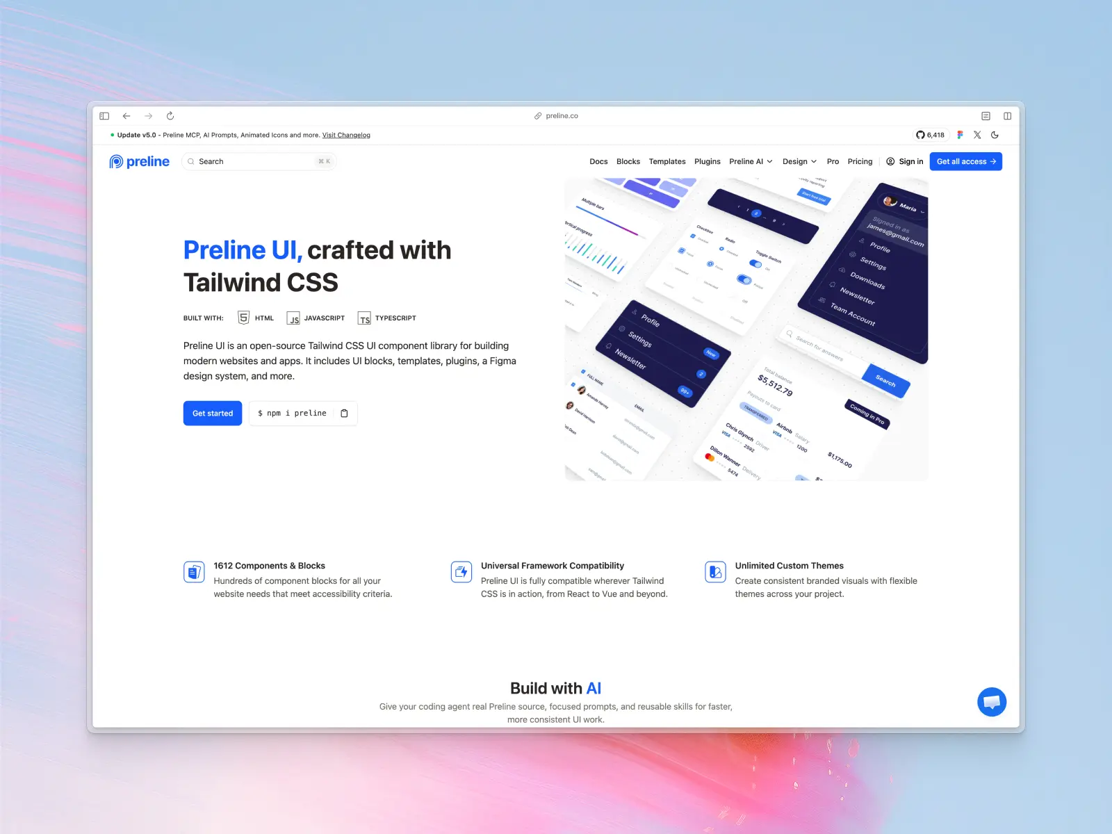 Preline UI website screenshot