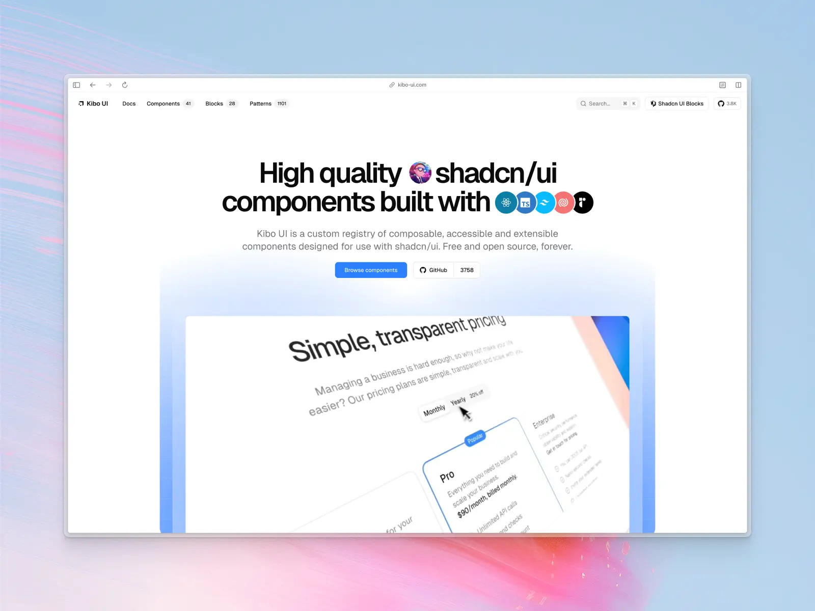 Kibo UI website screenshot