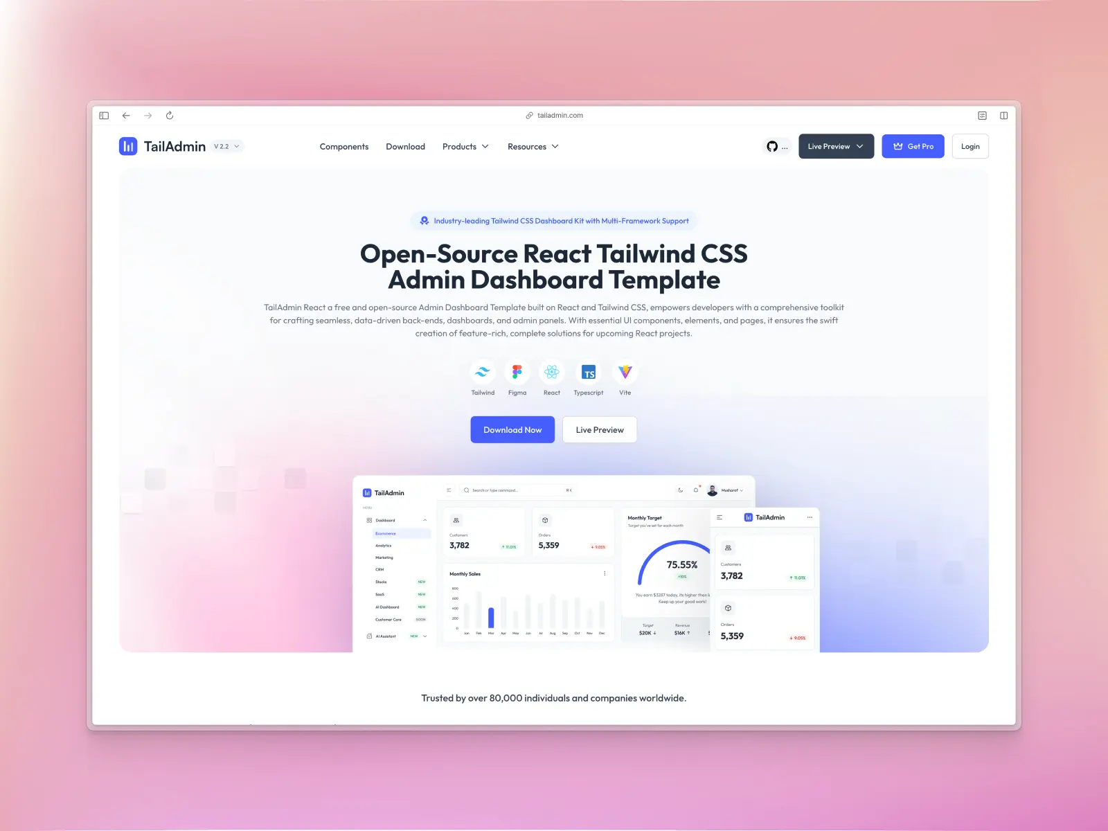 TailAdmin website screenshot