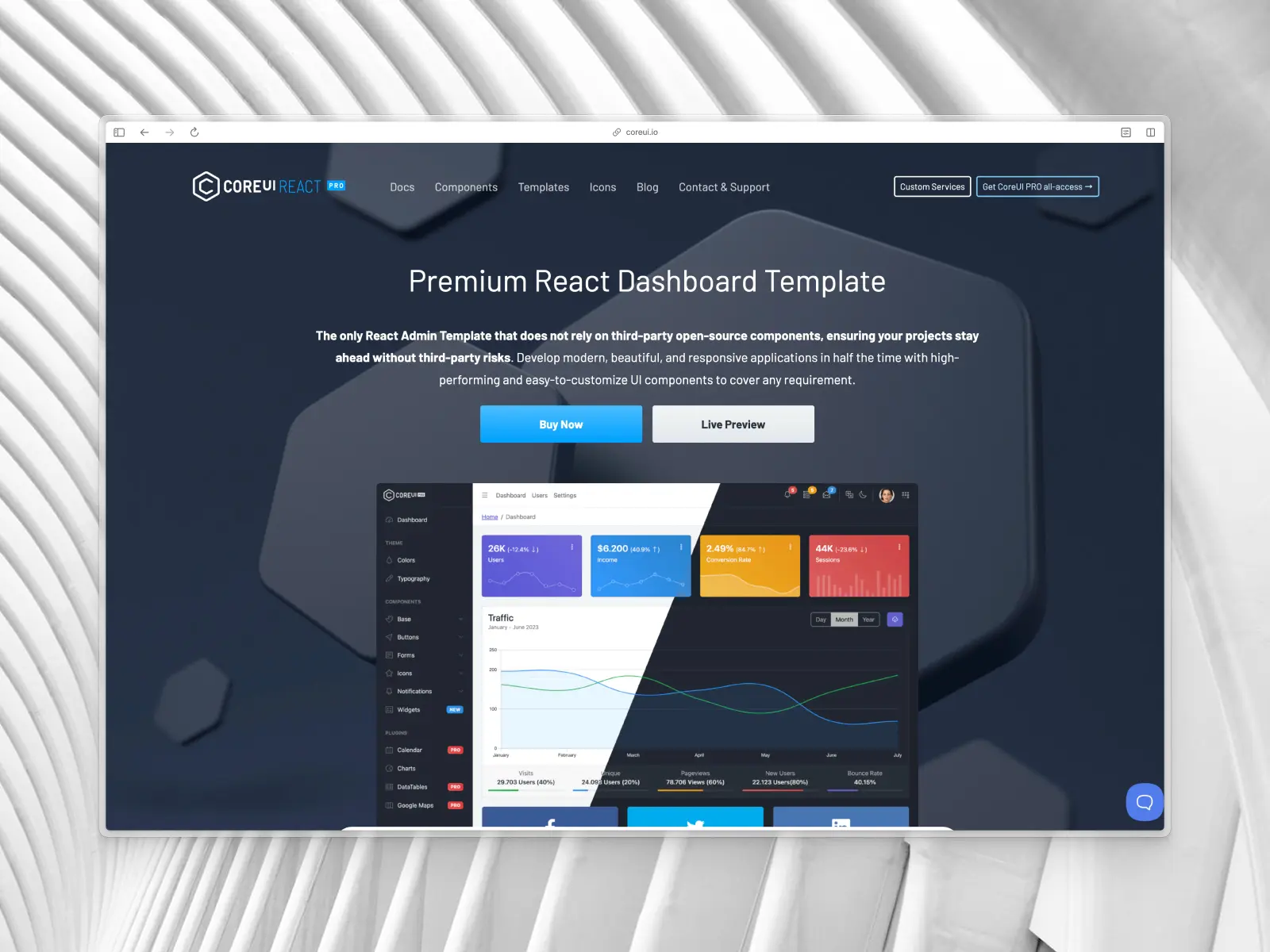 CoreUI website screenshot