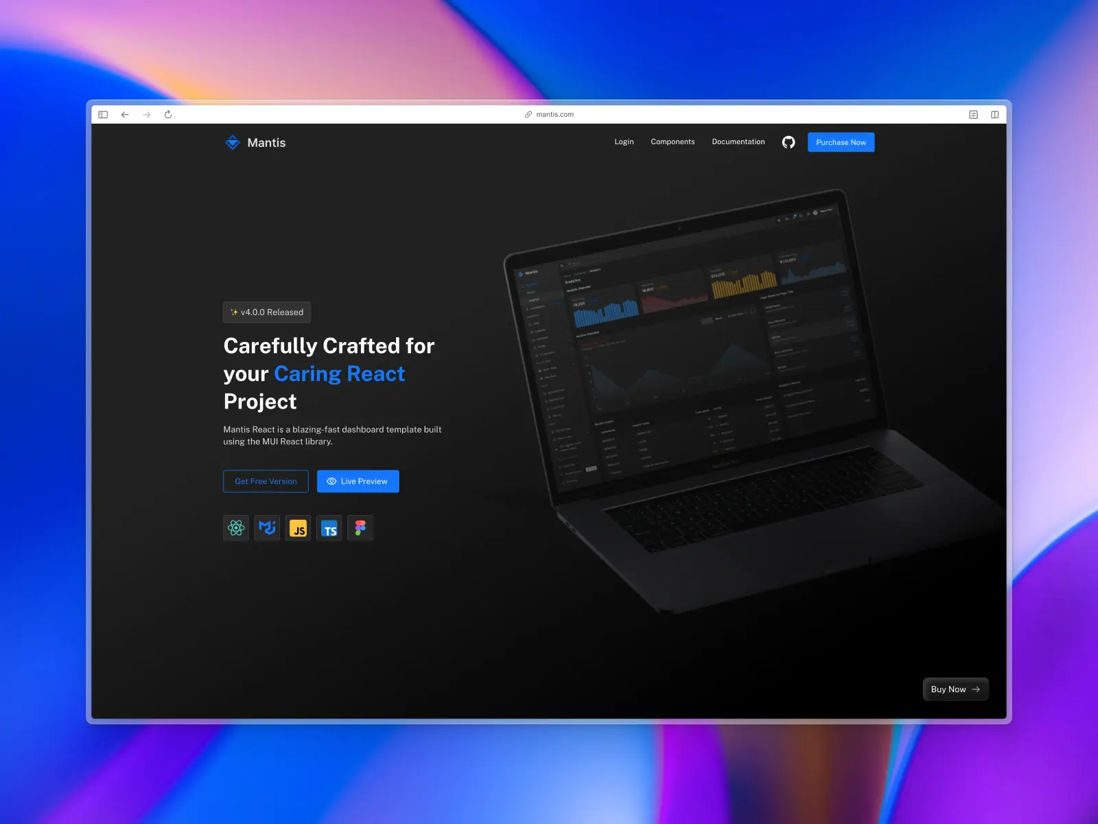 Mantis website screenshot