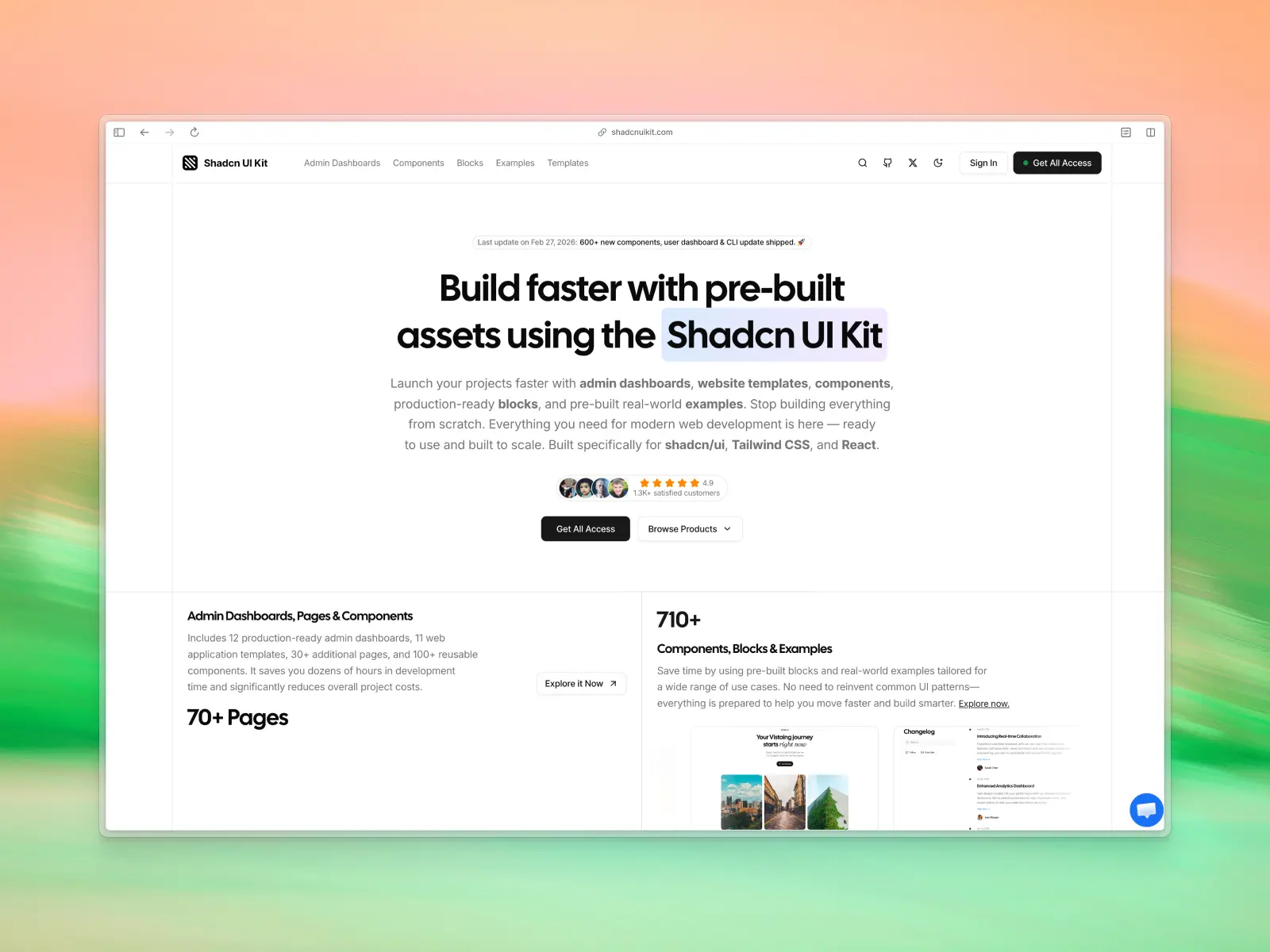 Shadcn UI kit website screenshot