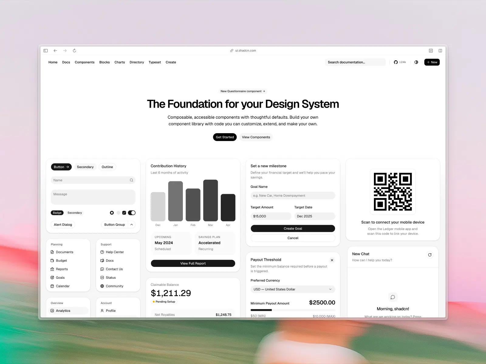 shadcn/ui website screenshot