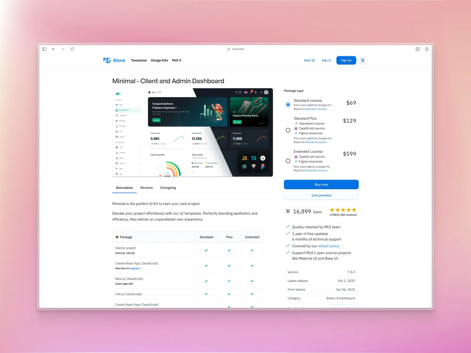 Minimal website screenshot