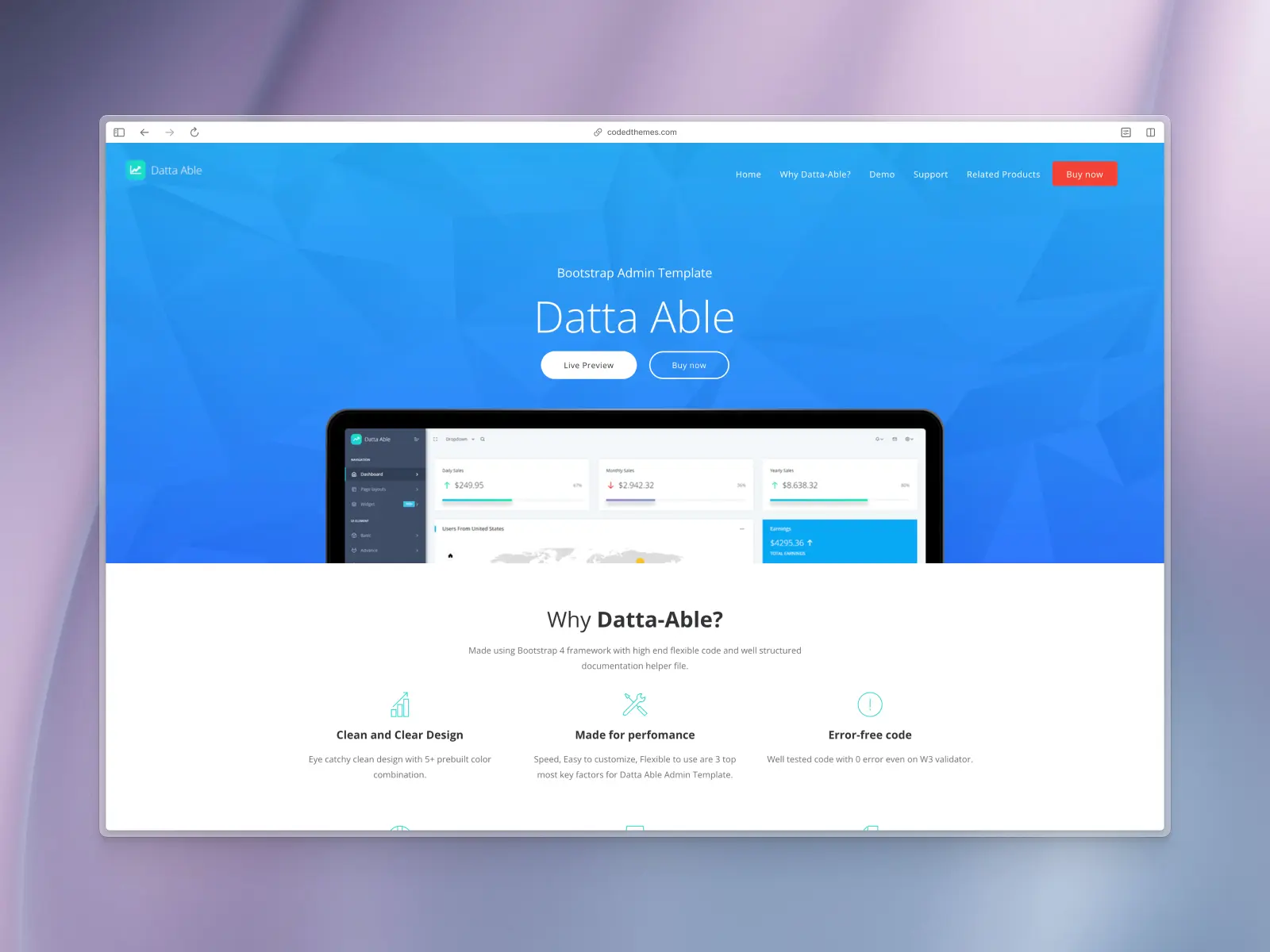 Datta Able website screenshot