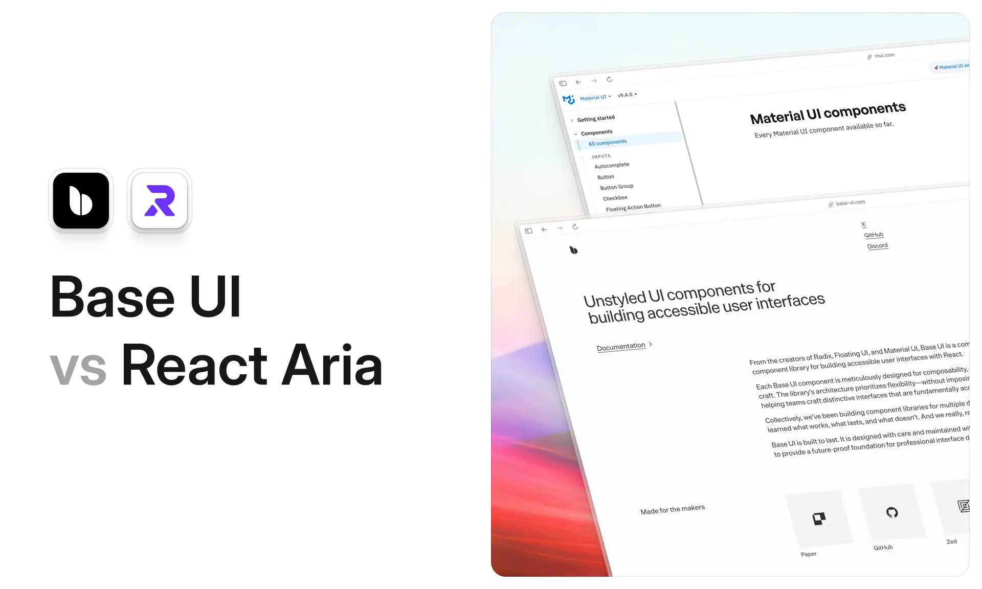 Base UI and React Aria Components compared