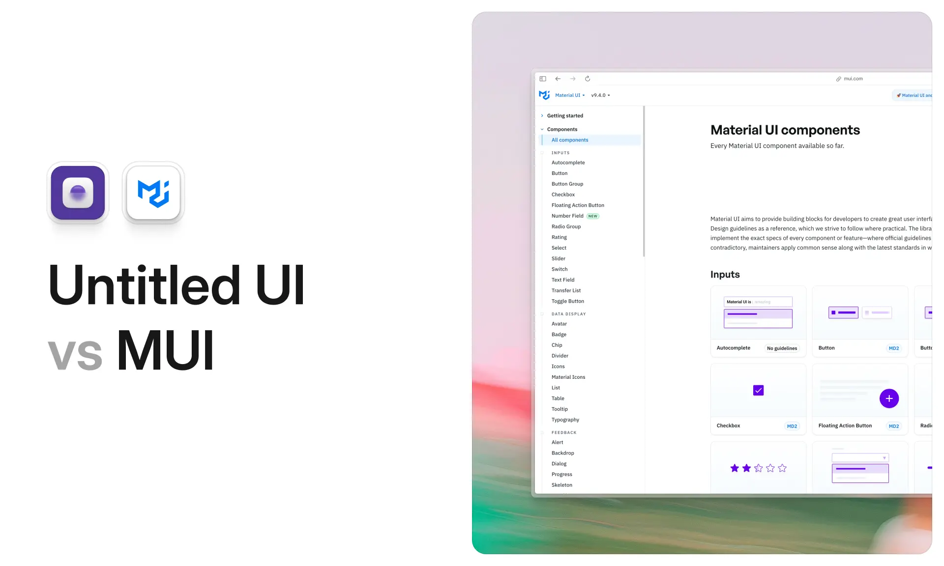 Untitled UI React and Material UI compared