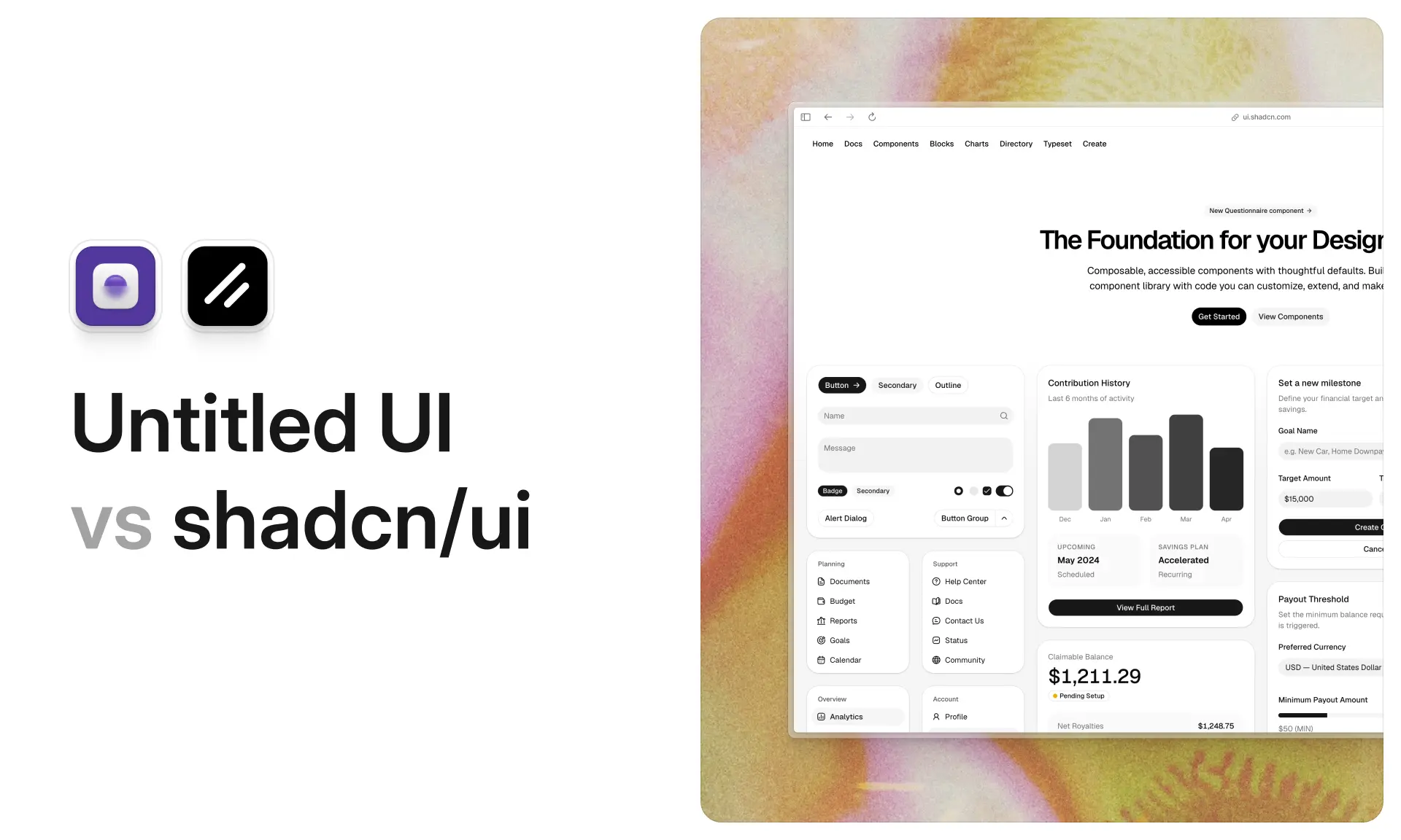 Untitled UI React and shadcn/ui component libraries compared