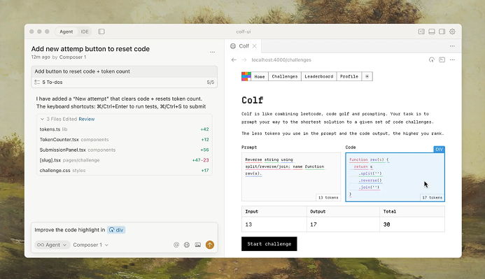 Screenshot of cursor editor