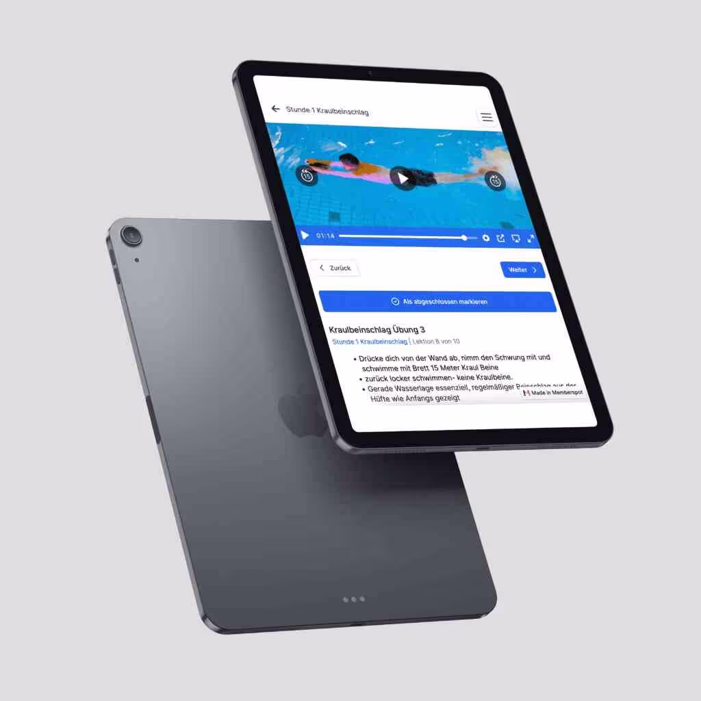 Tablet für den Einblick in das Kraulen lernen 