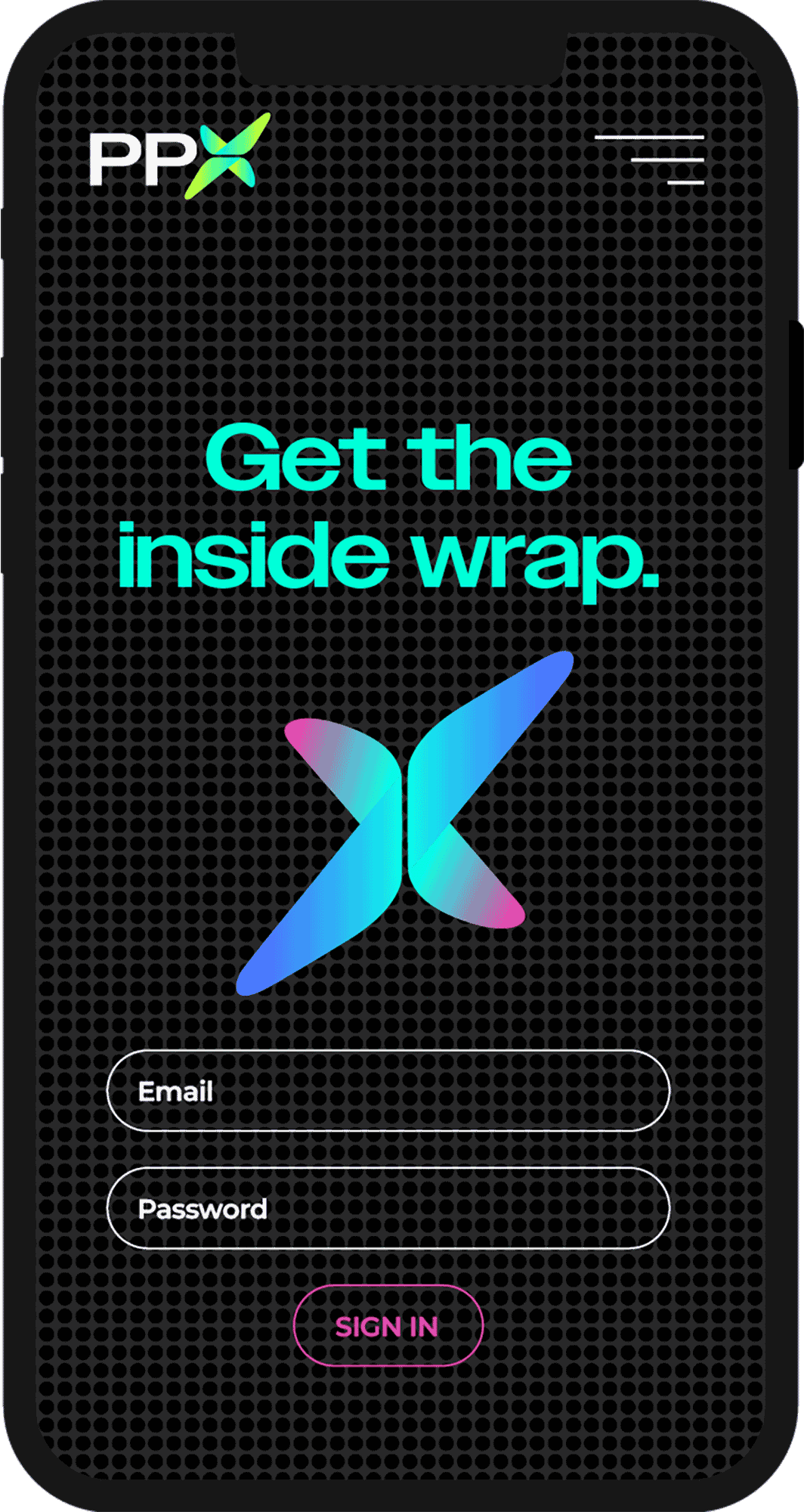 PitchPlusX's app interface - get the inside wrap