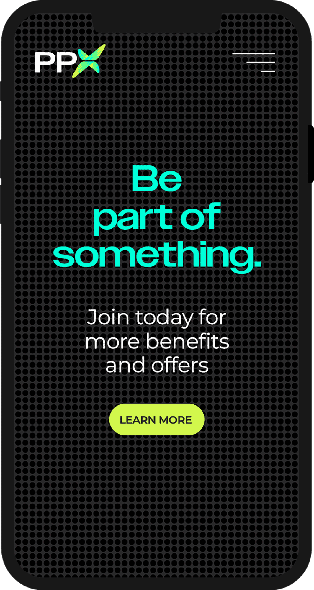 PitchPlusX's app interface - be part of something